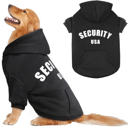 Dog Sweaters for Large Dogs Security Hoodie Warm Cozy Brushed Fleece Interior Clothes Sweatshirt with Pocket Dog Hoodie for Large Dogs(XL) - size: X-Large