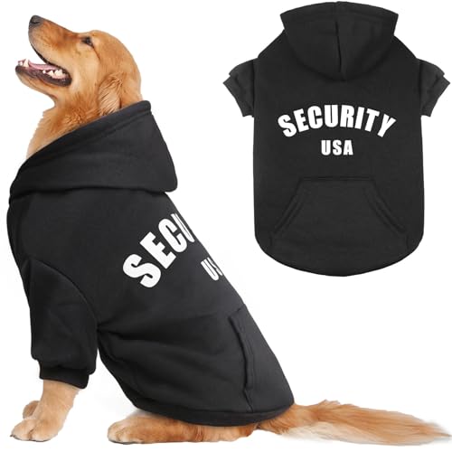 Dog Sweaters for Large Dogs,Security Dog Hoodie Warm Cozy Brushed Fleece Interior Pet Clothes Sweatshirt with Pocket Hoodie for Large Dogs(XXL) - size: XX-Large
