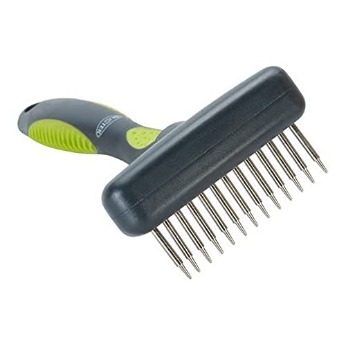 KRUUSE Buster Flexible Undercoat Rake 13 Short Pins Green - Gentle Grooming Tool for Dogs - size: 13 Short Pins
