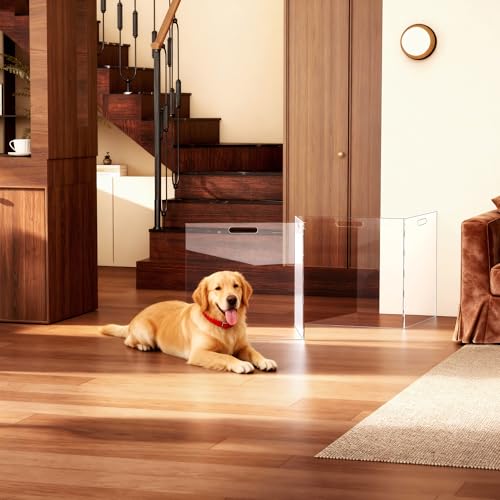 Acrylic Pet Playpen Gate for The House Doorways, Acrylic Pet Gate for Dogs, Freestanding, Clear (4 Panel) - size: 4 Panel