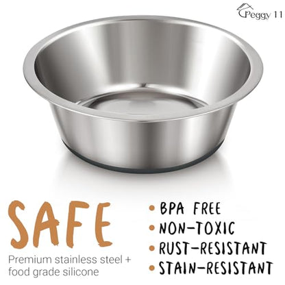 PEGGY11 Deep Stainless Steel Anti-Slip Dog Bowls - Single Pack, 16 Cups