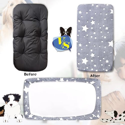 Flannel Dog Bed Covers Replacement Washable, Elastic Edged Dog Bed Sheet with Glow in the Dark Star Design for Large & Medium Pet Beds, Cover Only (Gray, 52.0" L x 28.0" W x 5.0" Th) - color: Gray, size: 52.0"L x 28.0"W x 5.0"Th