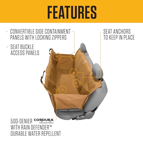 Carhartt Universal Fitted Nylon Duck Pet Hammock, Dog Back Seat Cover, Carhartt Brown - color: Carhartt Brown