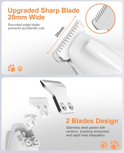 IREDOON 2026 New Pet Precision Trimmer, 35dB Low-Noise Dog Paw Trimmer with LED Light, Safe Curved Ceramic Blade Electric Pet Paw Grooming Kit for Dogs & Cats Paw, Ear, Face, Butt, Eyebrows