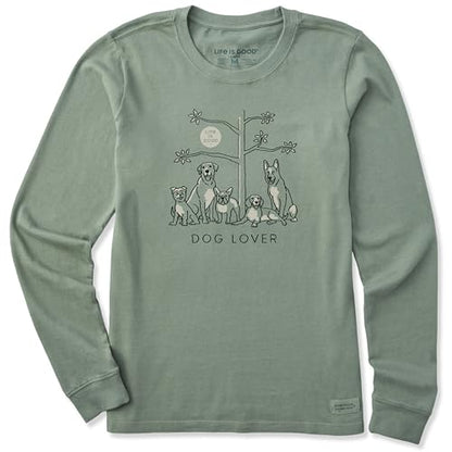 Life is Good Women's Crusher Tee Shirt, Long Sleeve Cotton Graphic T-Shirts, Dog Lover Tree - size: XX-Large