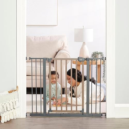 Regalo SAFETY 39" Extra Wide Wood Accent Baby Gate, Pressure Mount for Doorways & Bottom of Stairs, Babies, Toddlers & Pets, Ages 6–24 Months, TESTED & TRUSTED, AMERICAN DESIGNED, FAMILY OWNED - color: Wooden - 30-39.5"w X 30"h