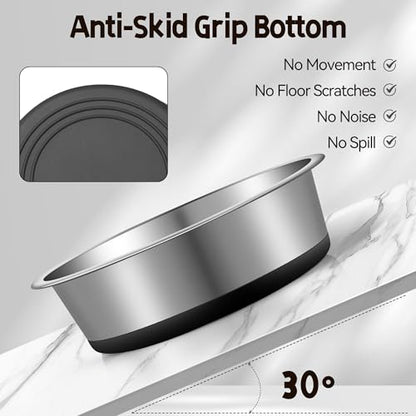Stainless Steel Dog Bowls, Non Slip Dog Metal Bowls, 2 Pack Food and Water Pet Feeders Heavy Duty Dishwasher Safe (16oz, 2cup) - size: S-16oz,2cup