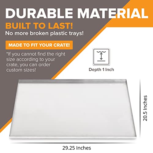 Pinnacle Systems (Galvanized, 29.25" L X 20.5" W X 1" Frisco Metal Replacement Crate Tray for Heavy Duty Single and Double Door Dog Crate Chew Proof Crack Proof Multipurpose Tray - size: 29.25"L x 20.5"W x 1"H