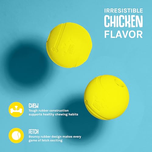 Chew King Flavored Rubber Ball Collection, 3 Inch Chicken Flavor Rubber Balls 2-Pk - color: L) 3" 2-Pack (Chicken)