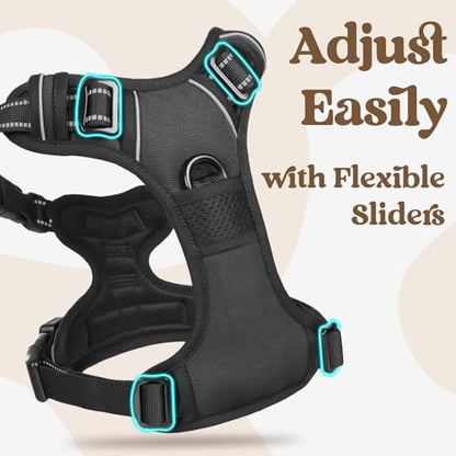 rabbitgoo Dog Harness Small Sized, No Pull Pet Harness with 3 Buckles, Adjustable Soft Padded Vest with Control Handle, Walking Reflective Pet Vest for Small Dogs, Black, S - color: Black, size: Small