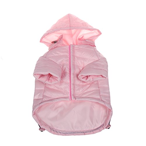 Pet Life ® Sporty Avalanche Lightweight Adjustable Folding Fall and Winter Dog Coat Jacket with Concealed Zippered Pop-Out Hood - color: Pink, size: X-Small