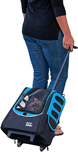 Pet Gear I-GO2 Roller Backpack, Travel Carrier, Car Seat for Cats/Dogs, Mesh Ventilation, Included Tether, Telescoping Handle, Storage Pouch, 2 Models, Available 12 Colors