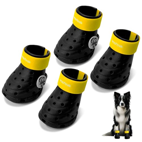 Dog Shoes Breathable Dog Shoe for Hot Pavement, Dog Booties and Paw Protectors, Non-Slip Waterproof Dog Sandals Boots (Black+Yellow, L: (3.1’’x2.5'')(L*W)) - color: Black+Yellow, size: L: (3.1’’x2.5'')(L*W)