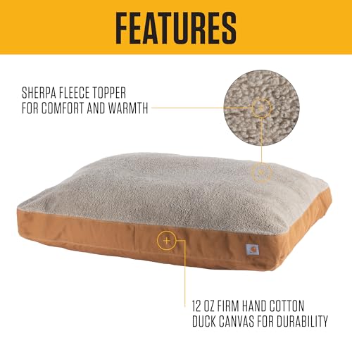 Carhartt Durable Canvas Pet Bed, Water Resistant Firm Duck Dog Bed, Deep Wine (Sherpa Top), Large - color: Deep Wine (Sherpa Top), size: Large