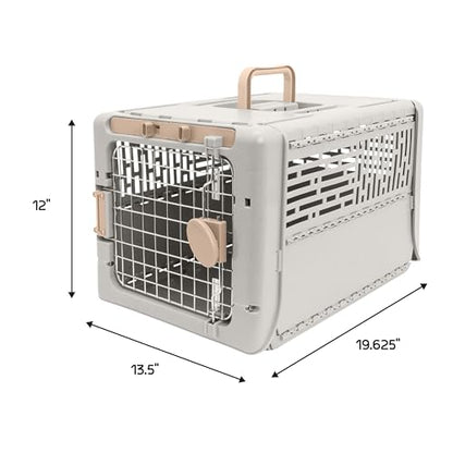 SportPet Designs Collapsible X-Small Pet Travel Carrier (Tan), Hard-Sided Kennel for Small Dogs, Puppies, Cats, Kittens, Animals up to 20lbs, Washable Home & Outdoor Pet Crate, 19.6"L x 13.5"W x 12"H - color: 19" X-Small (Tan)