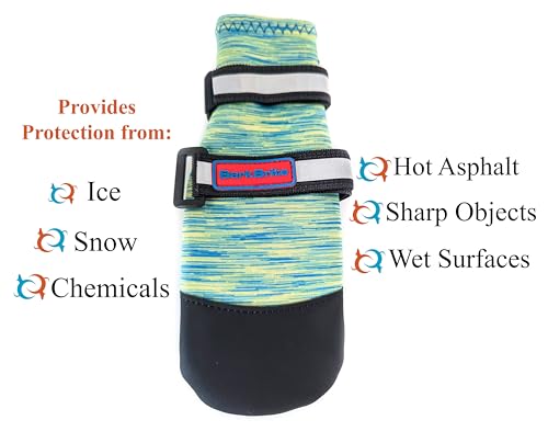 All Weather Neoprene Paw Protector Dog Boots with Reflective Straps in 5 Sizes! (Turquoise XXL) - size: XXL