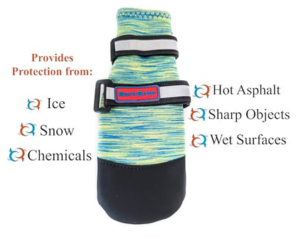 All Weather Neoprene Paw Protector Dog Boots with Reflective Straps in 5 Sizes! (Turquoise XXL) - size: XXL