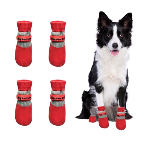 Anti Slip Dog Socks Boots, Dog Shoes for Paw Protection, Red, 16.5-27.5 lb - color: Red, size: 16.5-27.5 lb