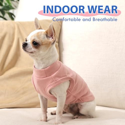 Dog Fleece Vest - Pink, S - Warm and Stretchable Sweatshirt | Sleeveless Lightweight Sweater, Pullover Design for Small Dogs, Chihuahua Clothes, Papillon, Pomeranian - color: Pink, size: Small