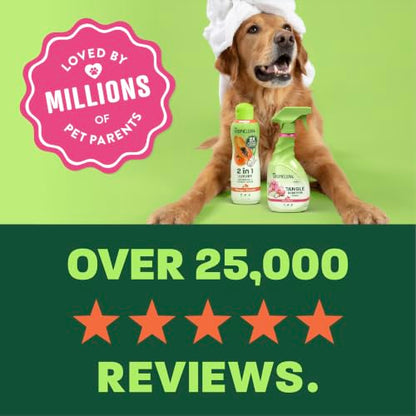 TropiClean 2-in-1 Dog Shampoo and Conditioner & Dog Detangler Spray Dematting, Grooming Bundle, Puppy Safe, Made in USA - size: Bundle