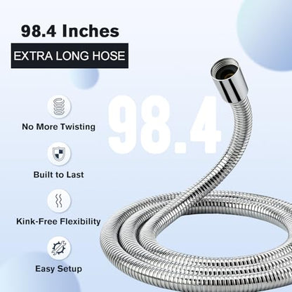 Quiet Dog Shower Attachment with One-Button Pause, 2-Mode Mini Pet Shower Head for Nervous Dog Bath& Dog Head, 98'' Long Hose, Palm-Size Design, Gentle Water Flow Perfect for Cat, Fits Shower Arm Only