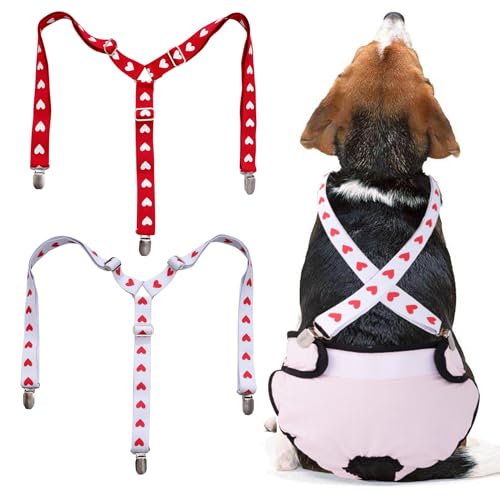 2Pcs Adjustable Dog Suspenders(Large) | Adjustable Dog Suspenders Diaper Keeper for Female Dog Skirts Dresses Pants Clothes - size: Large