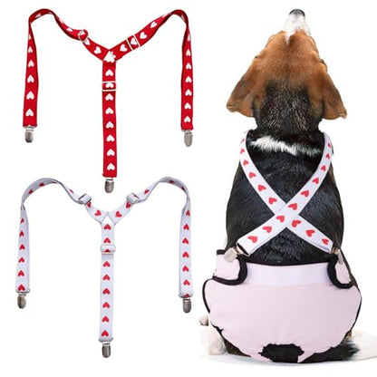 2Pcs Adjustable Dog Suspenders(Large) | Adjustable Dog Suspenders Diaper Keeper for Female Dog Skirts Dresses Pants Clothes - size: Large