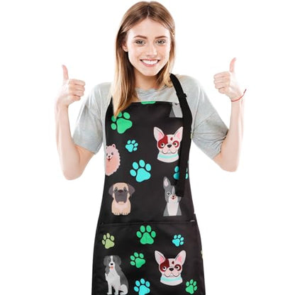 Dog Grooming Waterproof Apron with 2 Pockets, Cute Animals Puppy Dog Pets Apron - style: Cute Pet Dog