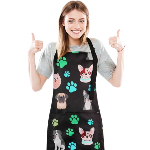 Dog Grooming Waterproof Apron with 2 Pockets, Cute Animals Puppy Dog Pets Apron - style: Cute Pet Dog