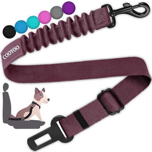 COOYOO Dog Seat Belt,Retractable Dog Car Harness Seat Belt for Car Adjustable Nylon Pet Safety Seat Belts Heavy Duty & Elastic Bungee Buffer - color: 11-Fuchsia