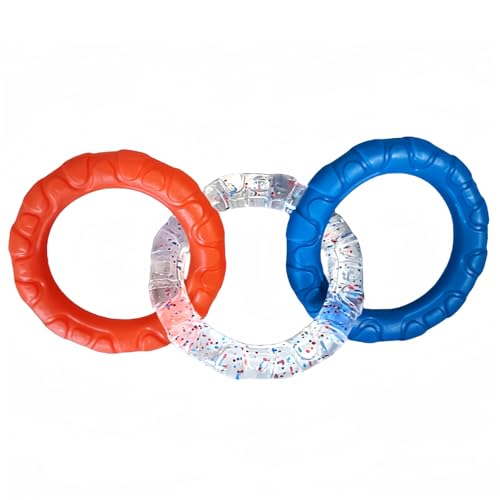 Dog Ring Toy for Training and Teeth Cleaning Rubber Dog Rings Chew Toy with 3 Color Rings Interactive Indestructible Toys for Small Medium Large Dogs.