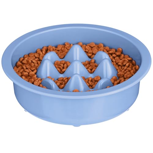 The Niner Slow Feed Bowl - Raised Peaks Slow Down Pets Eating - Fits Elevated Feeders Including Neater Feeder Large Sizes - Gentle on Teeth and Gums - Holds up to 2 Cups (Blue) - color: Blue