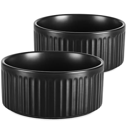 Non-Slip Ceramic Dog Bowls,8" Dog Food and Water Bowl Set with Silicone Base, 64oz/8cups Weighted Flip-Proof Pet Feeding Bowl for Medium and Large Dogs (Large,Black) - color: Black, size: 8 Cups