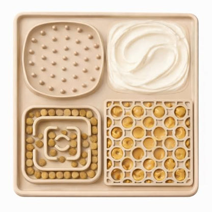 Hearth & Paw Silicone Lick Mat for Dogs | Slow Feeder & Enrichment Mat, Food-Grade 100% BPA-Free Silicone, Mental Stimulation, Better Digestion, Anxiety Relief - color: Beige