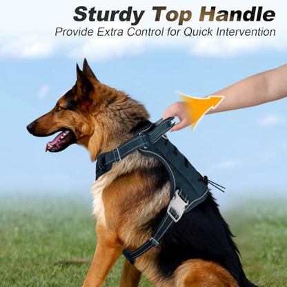 BARKBAY Service Dog Vest Tactical Dog Harness Medium Large Sized Dog No Pull Adjustable Dog Harness Reflective K9 Working Training Easy Control Military Molle System(Legion Blue,XL) - color: Legion Blue, size: X-Large
