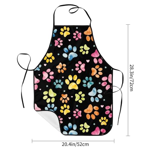 Dog Grooming Waterproof Apron with 2 Pockets, Cute Animals Puppy Dog Pets Apron - color: Water Color