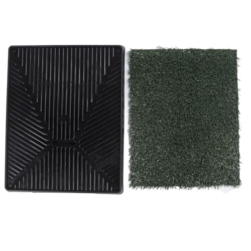 Dog Grass Pee Pads, Reusable Artificial Grass Potty Tray with 3 - Layer Drainage System, Easy to Clean Indoor Puppy Training Mat for Small Dogs, Includes Baffle and Tray (S) - size: S