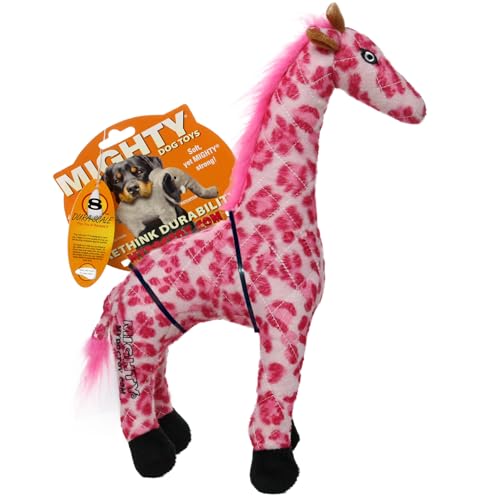 MIGHTY- Safari Pink Giraffe - Squeaker-Multiple Layers. Made Durable, Strong & Tough. Interactive Play Dog Toy (Tug, Toss & Fetch). Machine Washable & Floats | Ultra Durable Plush Toy with Multiple Layers & Reinforced Seams , Washable and Floats , Mighty®