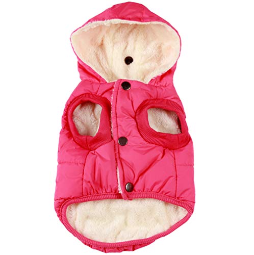 Vecomfy Fleece Lining Extra Warm Dog Hoodie in Winter,Small Dog Jacket Puppy Coats with Hooded Pink XS - color: Pink, size: X-Small (Pack of 1)