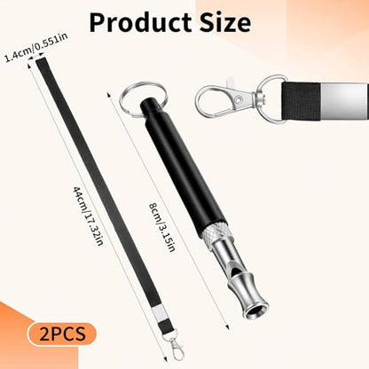 2 PCS Silent Dog Whistle to Stop Barking, Dog Whistle to Call Your Dogs, Adjustable Ultrasonic Dogs Training Whistles with Lanyard (Black+White)