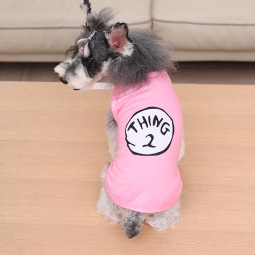 CuteBone Dog Shirts 2-Pack Soft Pet Clothes Breathable Summer Vest for Small Puppy and Stretchy Cat Apparel - color: Girl thing 1 thing 2, size: Medium