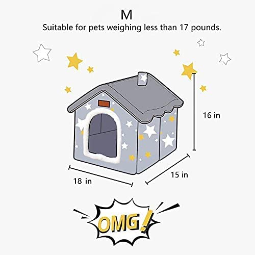 Dog House Indoor, Foldable Soft Kennel Bed Warm Cat Nest Puppy Cave with Cushion for Small Medium Large Dogs Cats (M-Within 17 lbs) - size: M-within 17 lbs