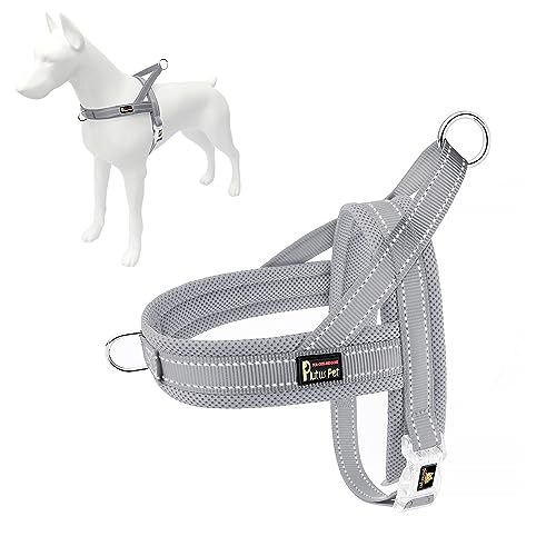 Plutus Pet No Pull Dog Harness with Breathable Mesh Padded, Adjustable Reflective Escape Proof Dog Harness, Quick Fit Dog Vest Harness for Small Medium Large Dogs(XS, Gray) - color: Gray, size: XS: chest 13.8"-17.3"