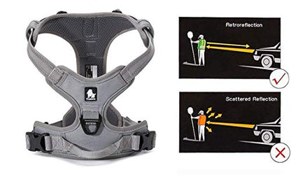JUXZH Truelove No Pull Dog Harness with Easy Control Handle and 2 Leash Attachments,Reflective Adjustable Pet Vest - color: Gray, size: Medium (Pack of 1)