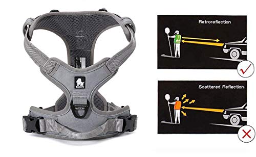 JUXZH Truelove No Pull Dog Harness with Easy Control Handle and 2 Leash Attachments,Reflective Adjustable Pet Vest - color: Gray, size: Large (Pack of 1)