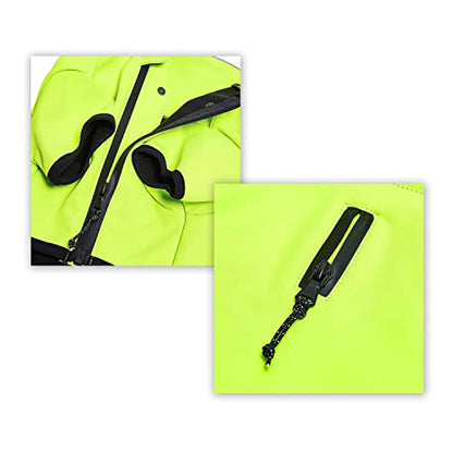 Blueberry Pet Windproof Waterproof Reflective Softshell Dog Jacket, Neon Yellow, Size 18 - color: Neon Yellow, size: Size 18