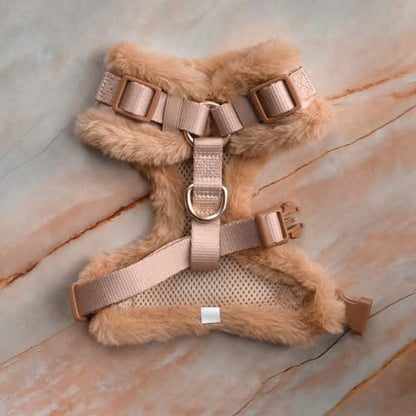 Premium No-Pull Dog Harness Soft Neoprene & Breathable Mesh Vest with Front & Back Clip D-Rings Adjustable Lightweight Walking Harness for Puppies, Small & Medium Dogs (Beige Fur Trim, L) - color: Beige Fur Trim, size: L: Neck=16.5-22''/Chest=22.4-32.7''