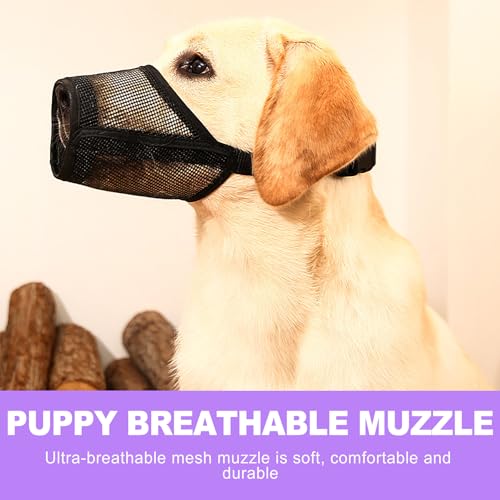 Small Dog Muzzle, Soft Mesh Mouth Cover for Biting, Chewing & Barking, Breathable Muzzle for Grooming, Allows Panting & Drinking - Bozal para Perros Pequeños(XS, Black)