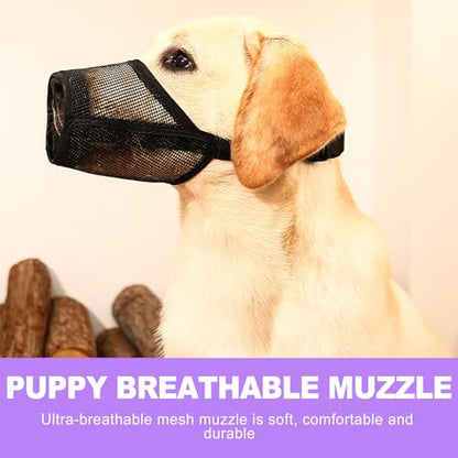 Small Dog Muzzle, Soft Mesh Mouth Cover for Biting, Chewing & Barking, Breathable Muzzle for Grooming, Allows Panting & Drinking - Bozal para Perros Pequeños(XS, Black)