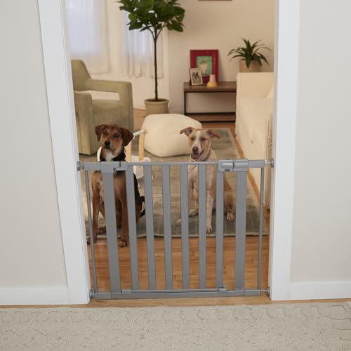 Safety 1st Walk Through Baby Gate with Door, Adjustable Pressure Mount Lift, Dog Gates, Fits 29"-38" Wide, 1-Pack, Silver - color: Silver, size: 1-Pack